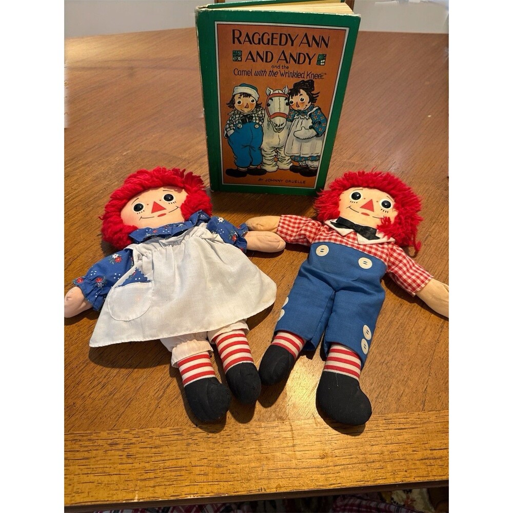 Playskool Vintage 1987 Raggedy Ann & Andy 12” Vintage And 1960 Book J GRUELLE